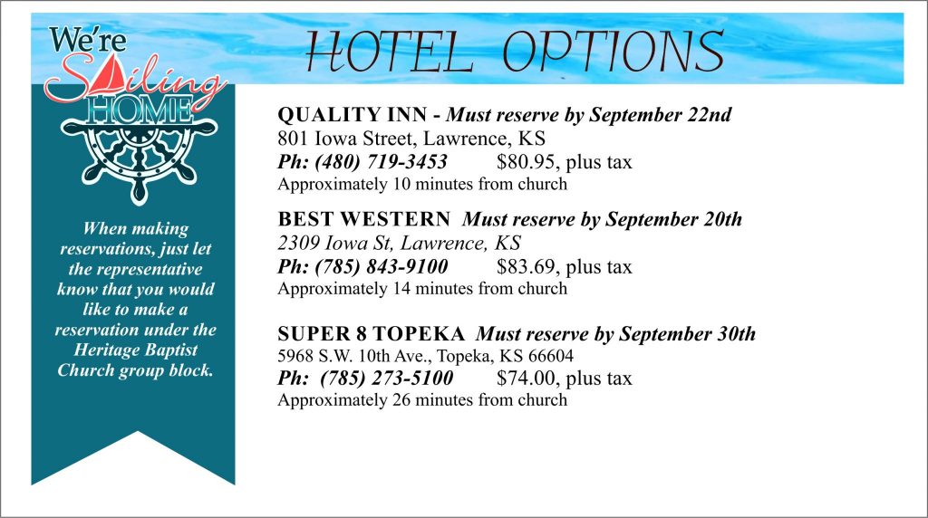 Ladies Retreat Hotel Options 2017