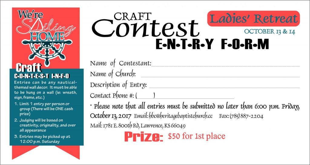 Ladies retreat contest entry form 2017