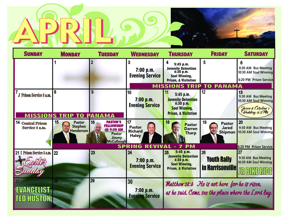 April Calendar April Calendar