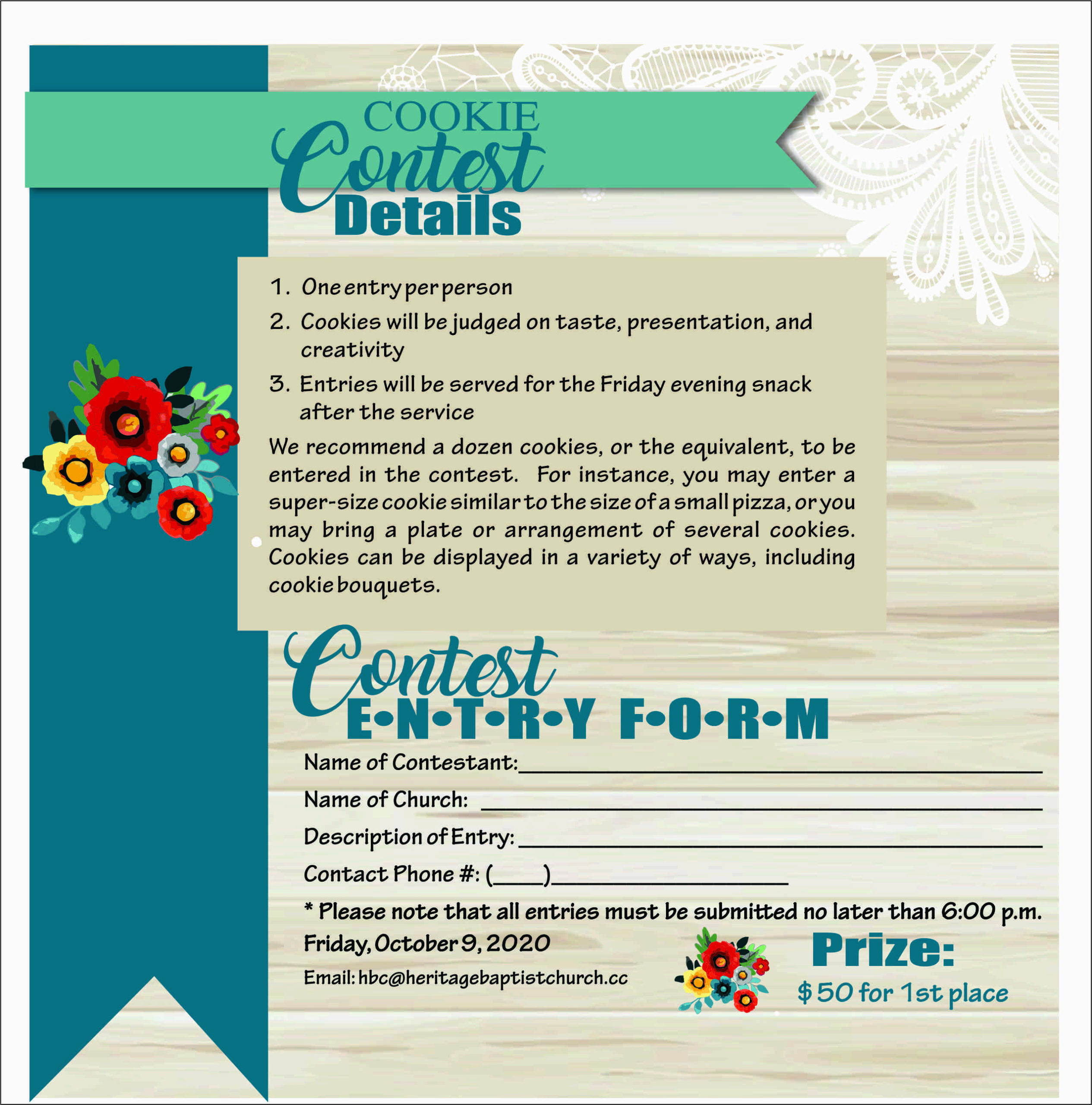 Cookie Contest details Cookie Contest details
