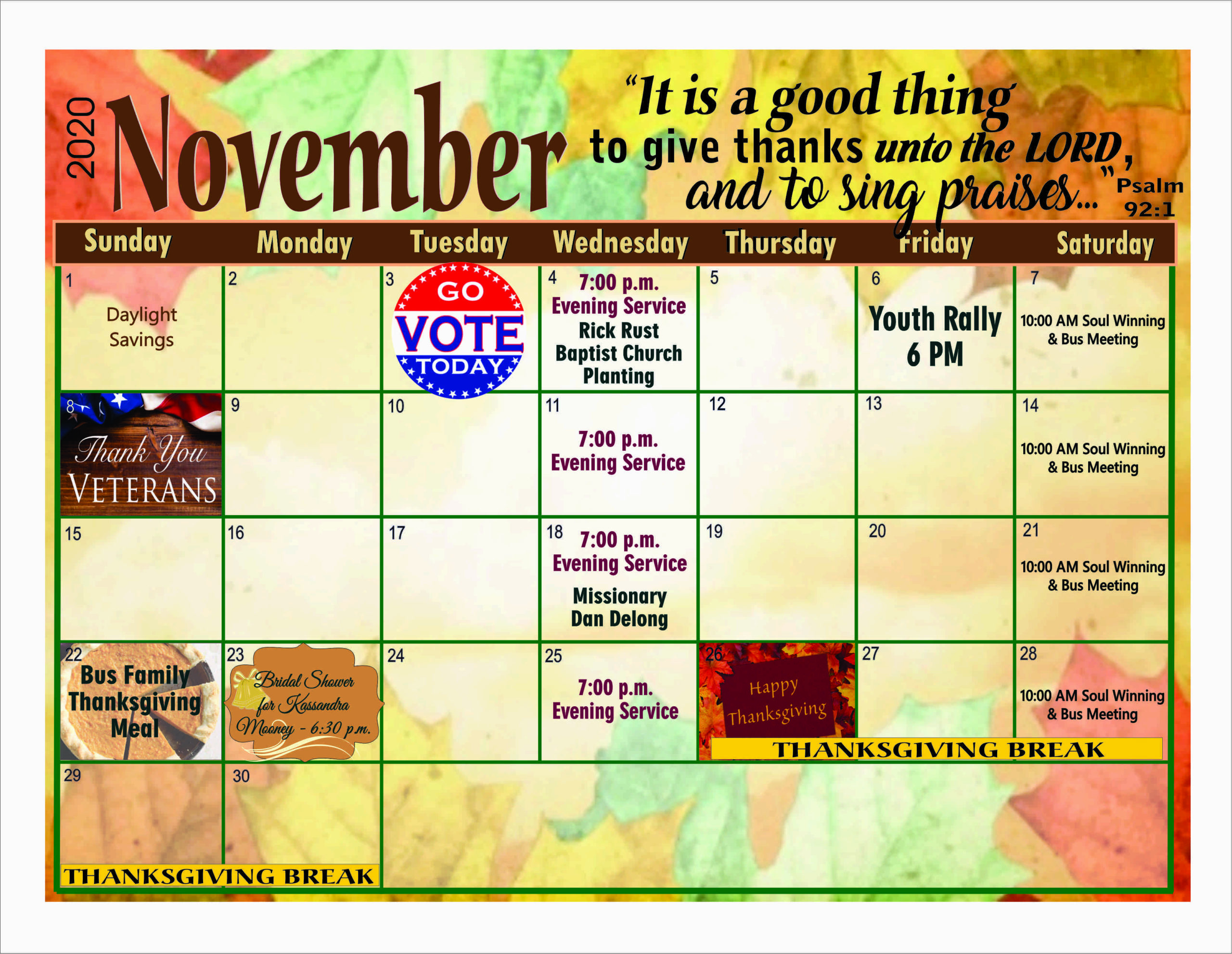 November calendar November calendar