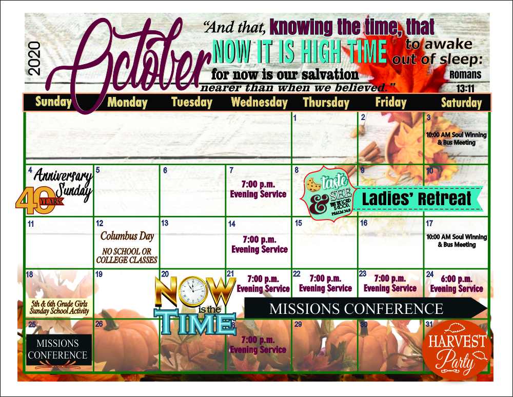 October calendar October calendar