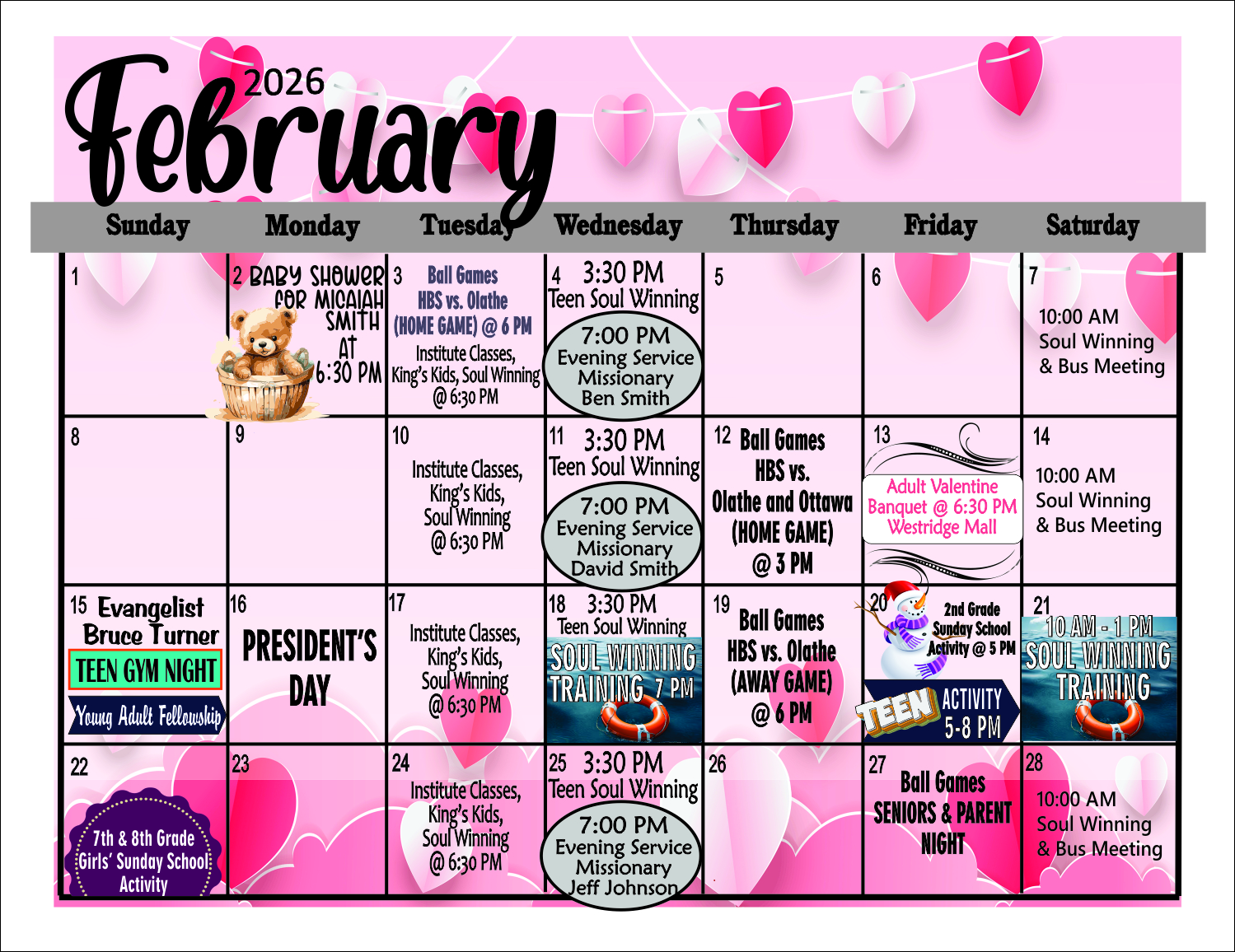 February calendar